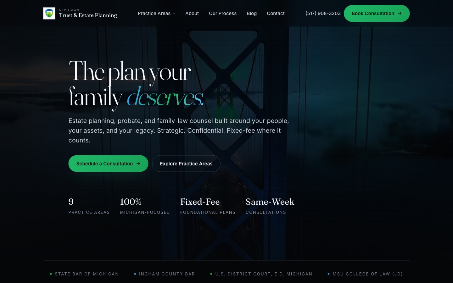 Michigan Trust and Estate Planning website designed and built by Modern Apex